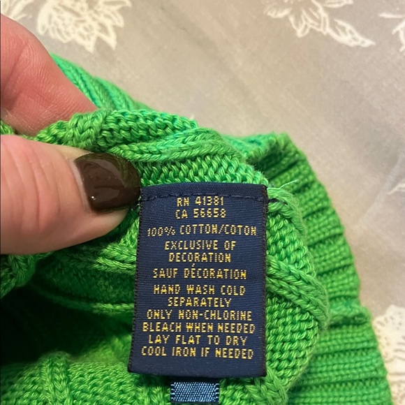 Ralph Lauren Vibrant Green Cable Knit Sweater - Picture 5 of 6